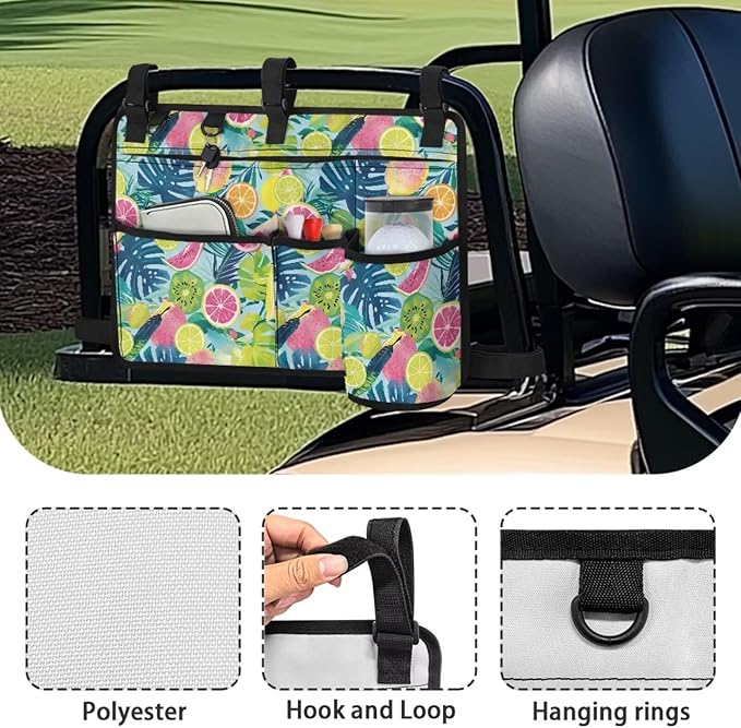 Fashion Golf Cart Rear Seat Organizer Lightweight Storage Bag Accessories for Club Car, Wheelchair and Walker