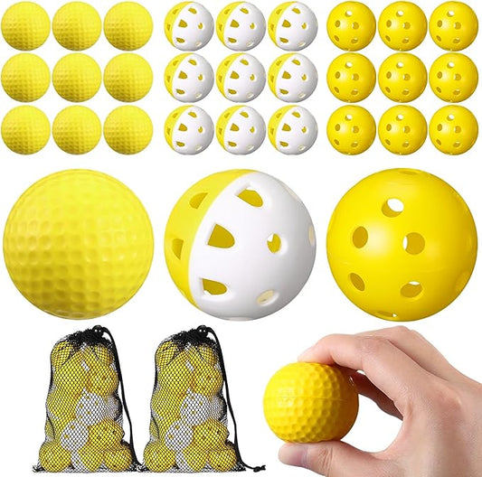 30 Pack Practice Golf Balls 42mm Rubber EVA Plastic Golf Training Ball High Visibility for Easy Tracking, Limited Flight, Hollow Airflow for Home Backyard Indoor or Outdoor