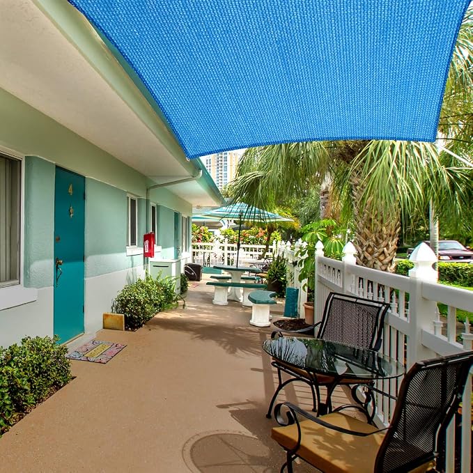 Eden's Decor Straight Flat-Edged 7' x 20' Blue Sun Shade Sail Rectangular - Image 5