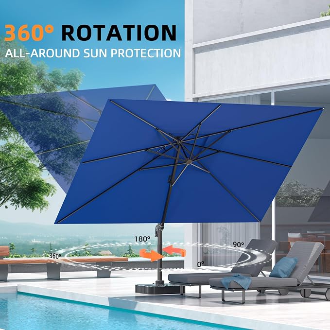10' X 13' Outdoor Patio Umbrella Large Rectangle Cantilever Umbrella - Image 3