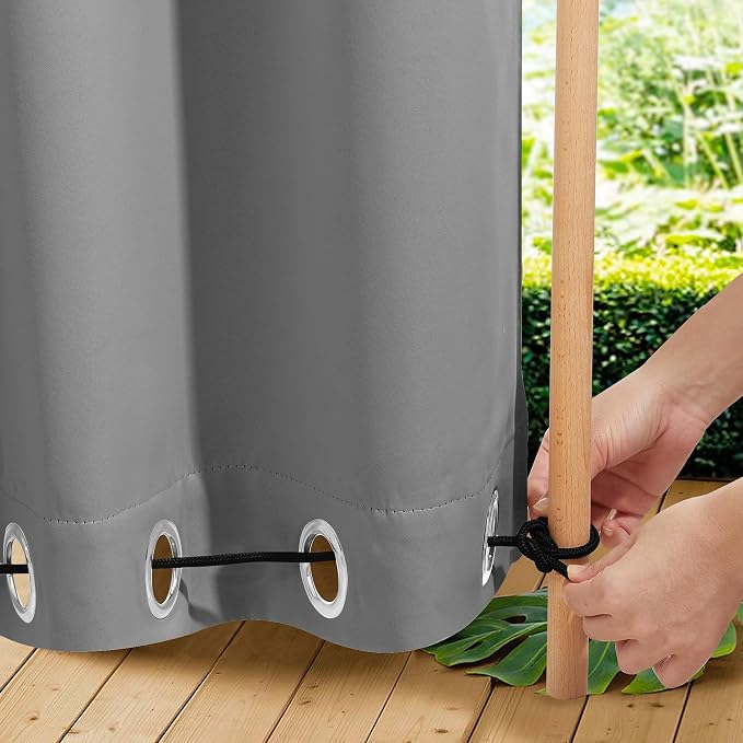 NICETOWN Weighted Curtains for Patio Waterproof W66xL84 Silver Grey | Gazebo - Image 6