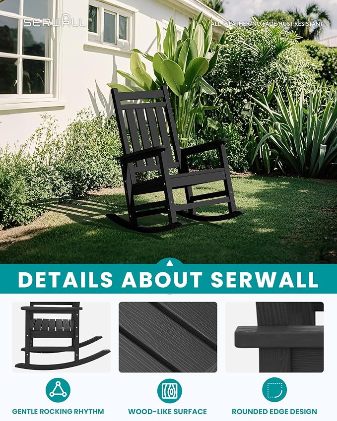 SERWALL Outdoor Rocking Chair Set of 6, Patio Rocking Chairs - Image 4