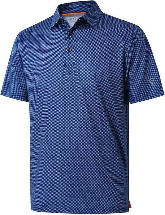 Golf Shirts for Men Dry Fit Short Sleeve Print Performance Moisture Wicking Polo Shirt