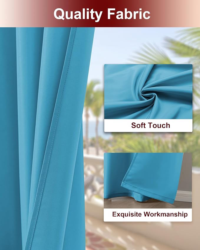 Grommet Outdoor Curtains for Patio Waterproof 8 Pcs 54x84 In Teal | - Image 4