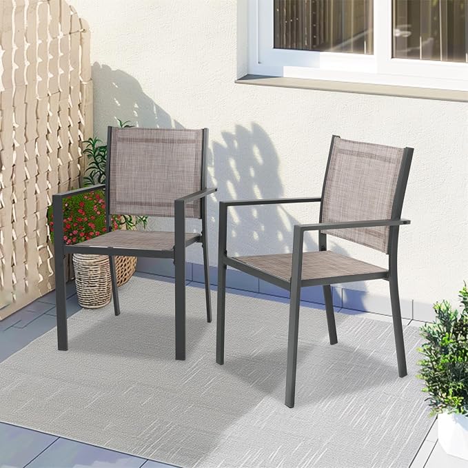 Patio Dining Chairs, All-Weather Textilene Outdoor Dining Chair Set of 4 - Image 2