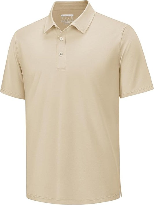 TACVASEN Mens Polo Shirts Short Sleeve Pique 3 Buttons Golf Polo Cooling Performance Moisture Wicking Shirt