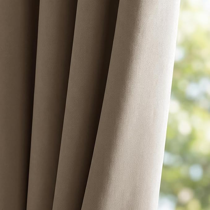 Outdoor Curtains Waterproof Panel W52 x L95 Inch Mocha, 1 Panel | Grommet Top - Image 9
