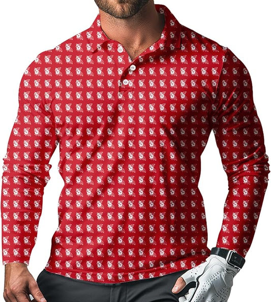 Men's Long Sleeve Golf Shirt Quick Dry 3 Button Work Fishing Outdoor Casual Collar Shirt