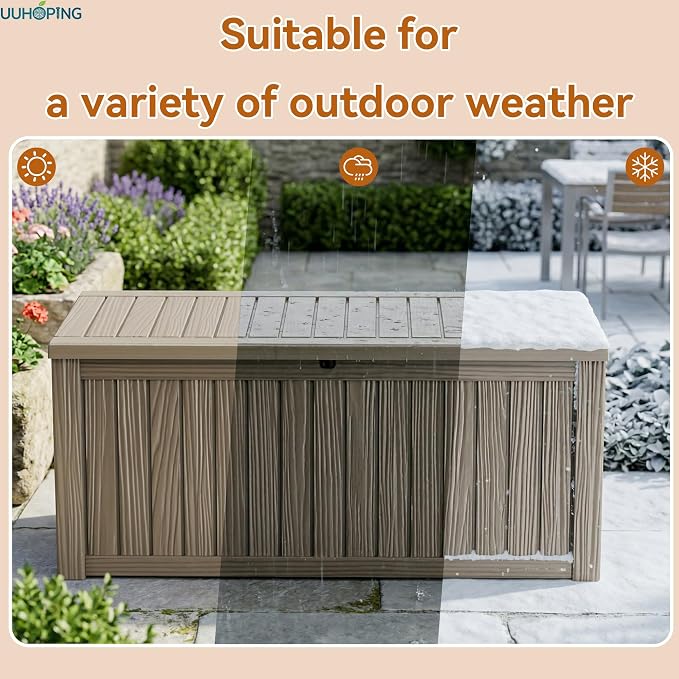 150 Gallon Outdoor Deck Box, Resin Waterproof Storage Box - Image 5