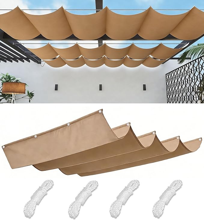 Retractable Waterproof Wave Awning Cover 7' x 10' by WoaceSunShadeSail