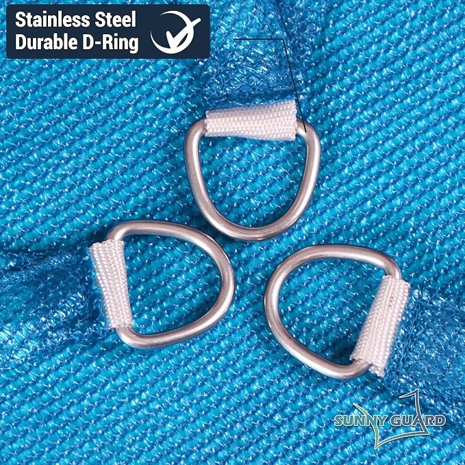 SUNNY GUARD Custom Size 11'x24' Rectangle Turquoise Blue UV Block Sunshade - Image 6