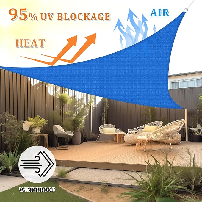 Shade&Beyond Custom Sun Shade Sail 8'x9'x12' Triangle Sun Sail Shades Patio UV - Image 2