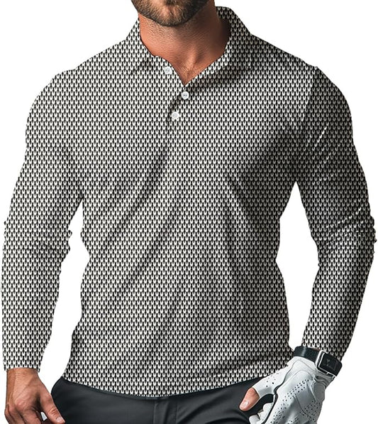 Men's Long Sleeve Golf Shirt Quick Dry 3 Button Work Fishing Outdoor Casual Collar Shirt