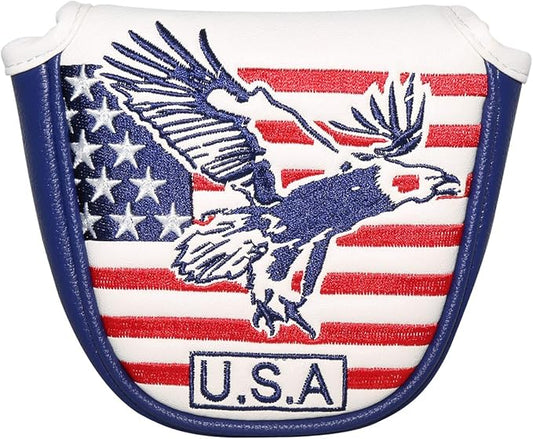 Golf Putter Cover USA Mallet Putter Headcover with Magnetic Closure Leather Golf Club Covers for Most Brand