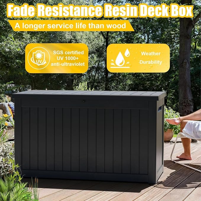 Deck Box - 280 Gallon Large Outdoor Storage Box, Waterproof Patio Furniture - Image 3