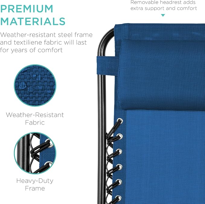 Best Choice Products Set of 2 Adjustable Steel Mesh Zero Gravity Lounge Chair - Image 7