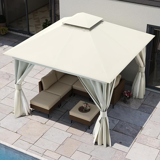 10'x10' Outdoor Gazebo, Heavy Duty Metal Frame Patio Canopy - Image 4