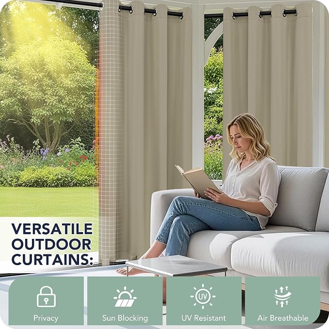 Gazebo Curtains Outdoor Waterproof 6 Panels, Porch Sun Shade | Weatherproof & - Image 3