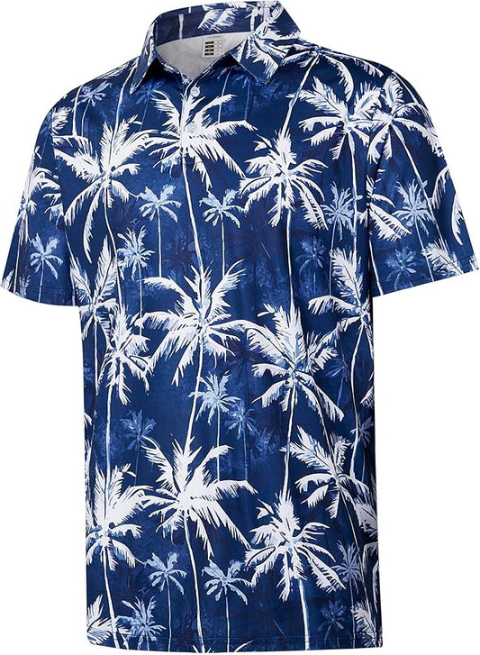 zeetoo Men's Polo Shirts Hawaiian Golf Polos Shirts Short Sleeve Performance Moisture Wicking Mens Golf Shirts