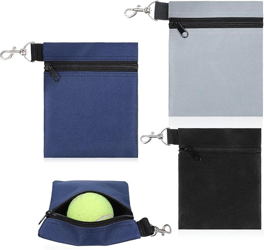 Golf Tee Bag, 3 Pack Golf Tee Pouch 5.5 X 6.7 Inch Zipper Golfs Accessory Bag with Clip Utility Tees Holder with Zipper, Golfs Ball Storage Accessory Bags with Clip for Men Women GolfGift