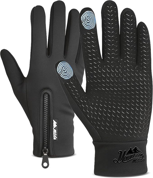 Mountain Made Warm Gloves for Men, Women, Touchscreen Sensitive with Good Grip for Running, Cycling, Driving, Golf, Outdoor Sports and Work with Upgraded Zipper