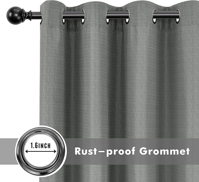 Linen Outdoor Curtains for Patio Waterproof 4 Pcs 54x95 In Light Grey | Light - Image 4