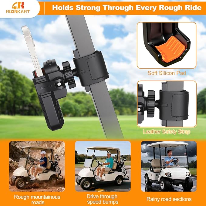 Golf Cart Phone Holder Magnetic, Compatible with EZGO/Club Car/Yamaha,with Upgrade N52 Magnets and 360° Rotation,Golf Phone Mount with Ultra Strength Magnetic for Cell Phone iPhone,Samsung