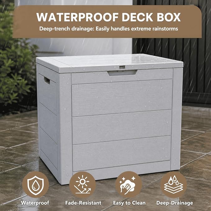 35 Gallon Outdoor Storage Box Waterproof, Deck Boxes Outdoor, Patio Cushions - Image 2