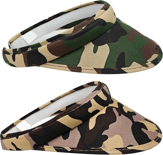 2 Pack Sun Visor Hats Women Men Clip On Wide Brim Visors Hat Outdoor Sports Golf Beach Travel Tennis Caps