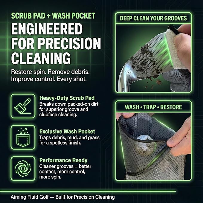 Magnetic 3-Stage Cleaning System Golf Towel - Microfiber Rag with Magnet for Golfcart Bags for Men and Women Golfers Accessories (Gunmetal Grey, 16" x 24" Stubby)