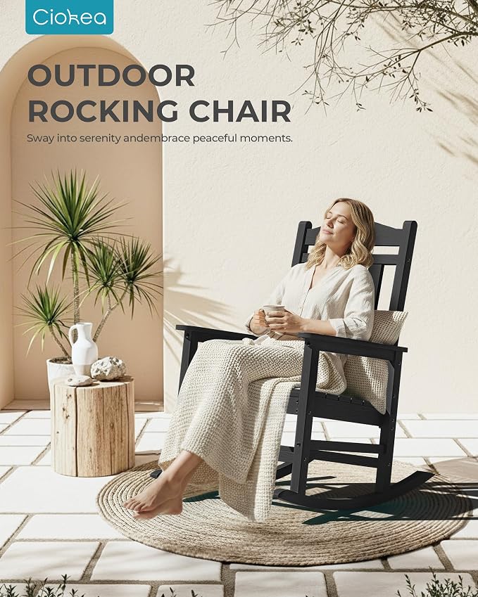 Oversized Outdoor Rocking Chairs Set of 2, 380lbs Heavy-Duty Large Patio Rocker - Image 5