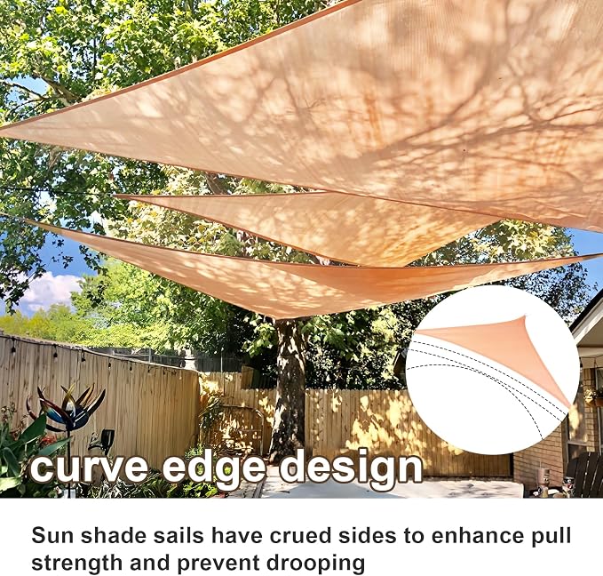 Sun Shade Sail 16'x21'x26.4' Peach Fuzz Triangle Custom Size | 95% UV Block - Image 2