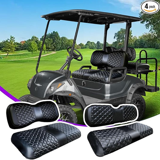 Yamaha seat Cover，Fit for YAMAHA/G29/Drive2，Vinyl seat Cover, Diamond Texture, Easy to Install Golf cart Accessories, no Staples Required（Black）