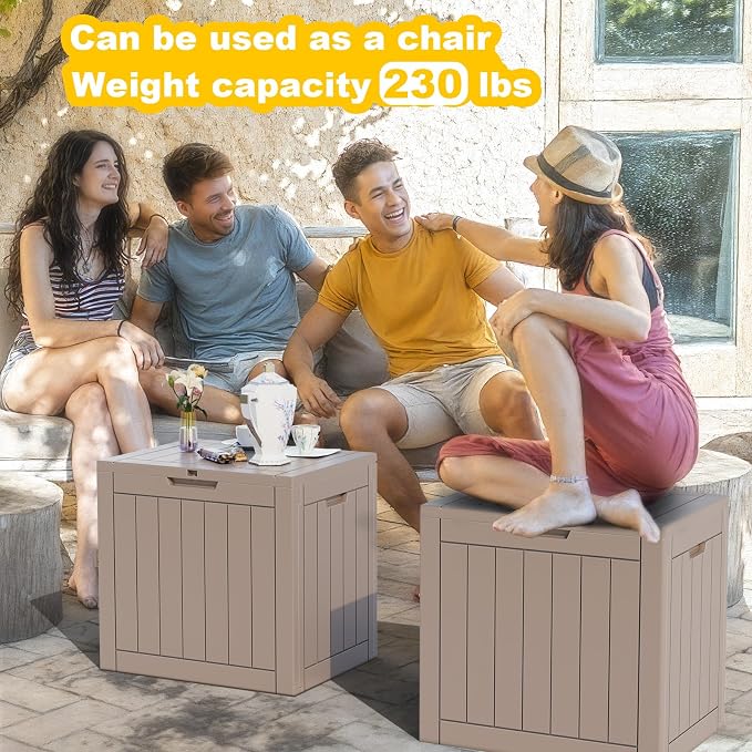 PatioZen 35 Gallon Deck Box Outdoor, Weatherproof Resin Patio Storage Box - Image 3