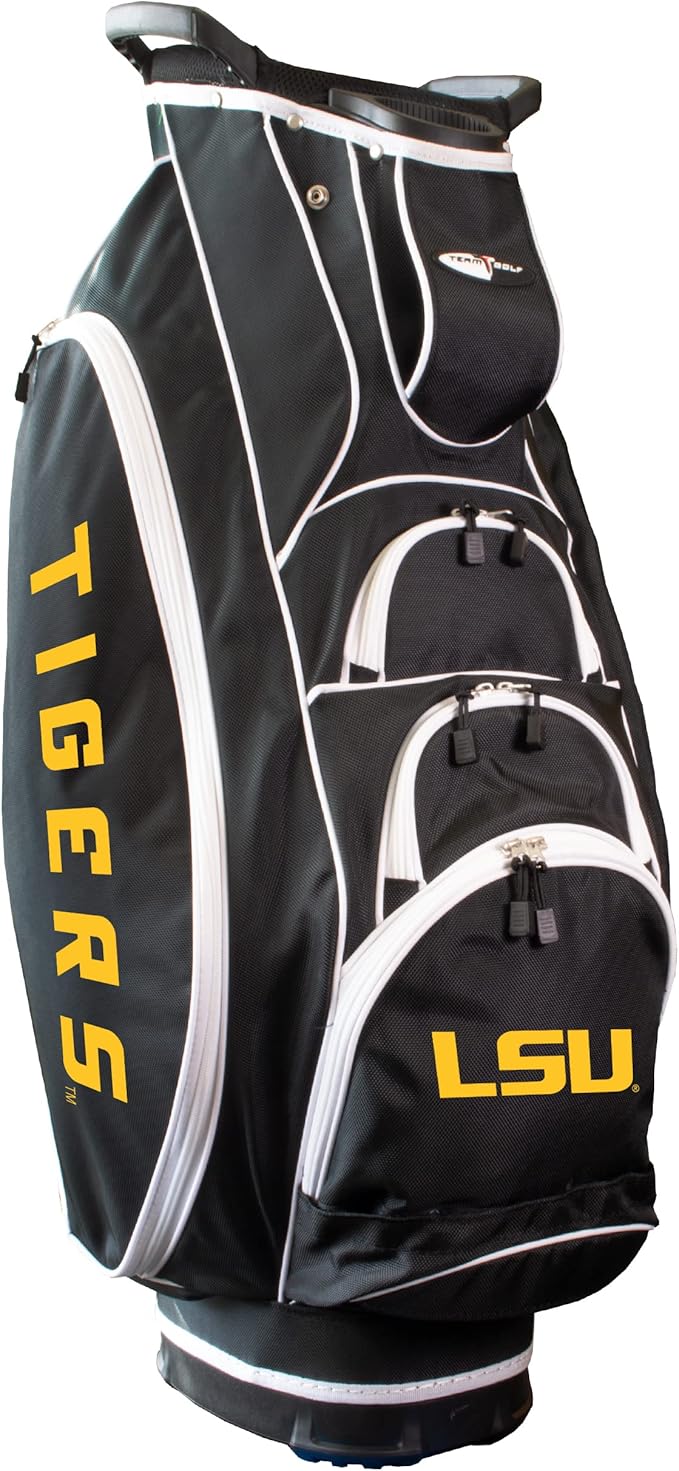 Team Golf NCAA Lightweight, 10-Way Club Divider, Spring Action Stand, Insulated Cooler Pocket, Velcro Glove and Umbrella Holder & Lift Assist Handles