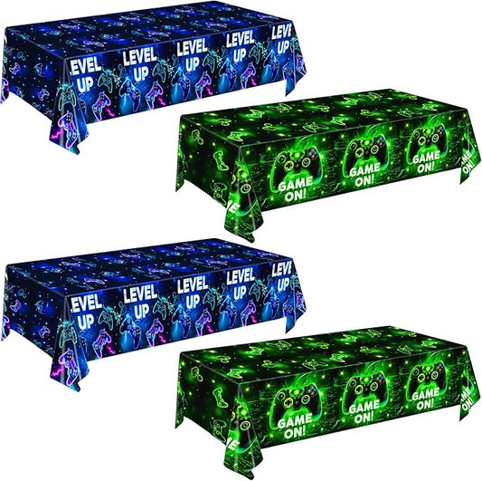 4 PCS Video Game Tablecloth for Boys Girls Kids Player Gaming Birthday Party Decorations, 54 x 108 Inch