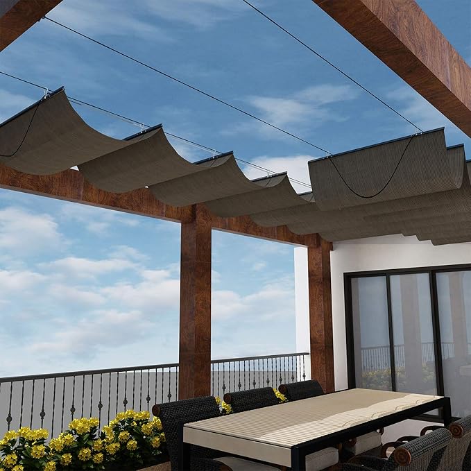 Windscreen4less 4' x 30' Retractable Sun Shade Canopy Cover Sliding Wave Shade by Windscreen4less