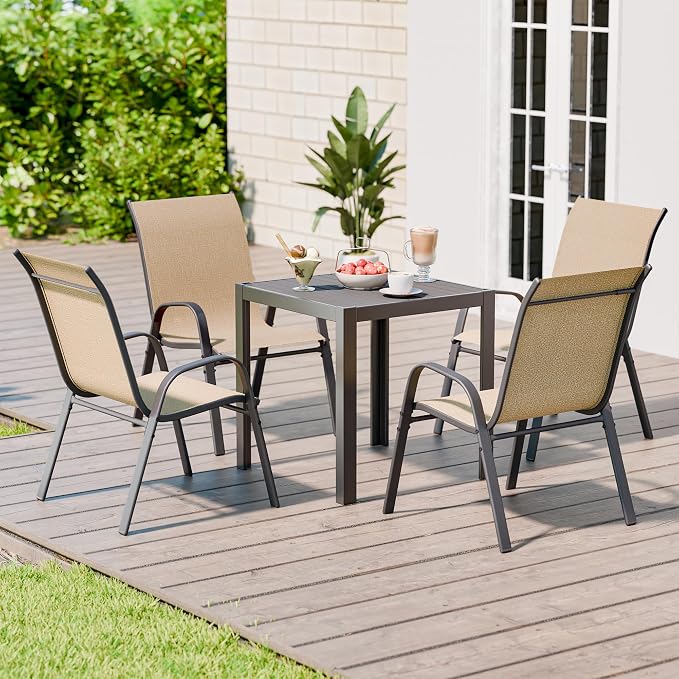 Patio Chairs Set of 4, Stackable Outdoor Dining Chairs Set - Image 2