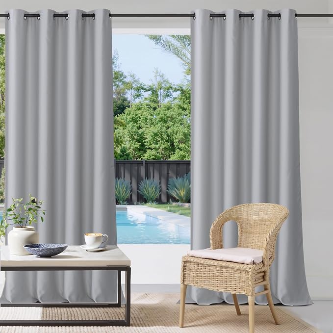 Outdoor Curtains W52 x L108 Inch Silver Grey, 1 Panel | Patio Waterproof by StangH