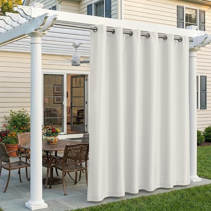 Set of 4 Outdoor Curtains for Patio Waterproof, Breathable Grommet Panels for by Sunshelf