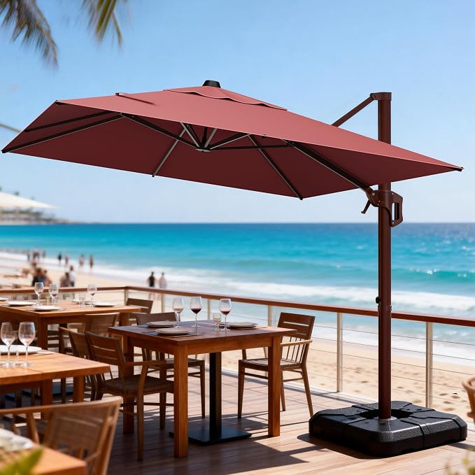 9' X 12' Cantilever Patio Umbrella Rectangle Outdoor Umbrella - Image 9