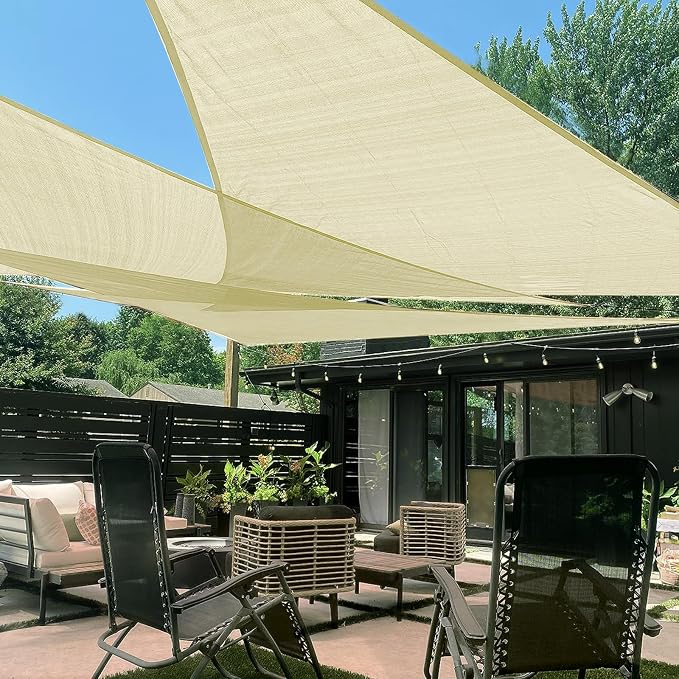 LOVE STORY Custom Size 15' x 15' x 15' Sun Shade Sail, Butter Cream | HDPE by LOVESTORY