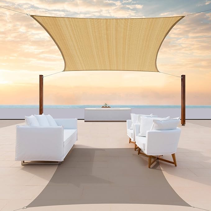 Colourtree TAPR0810 Custom Size 14' x 17' Sand Beige Sun Shade Sail UPF50 by ColourTree