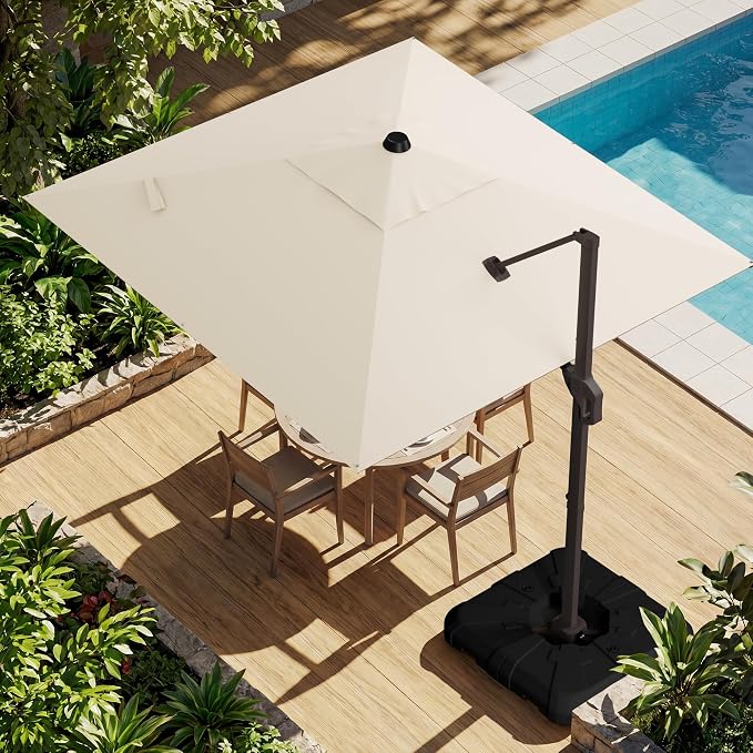10x10FT Cantilever Outdoor Umbrella, 360° Rotating Large Offset Square Patio by ZLACUIU
