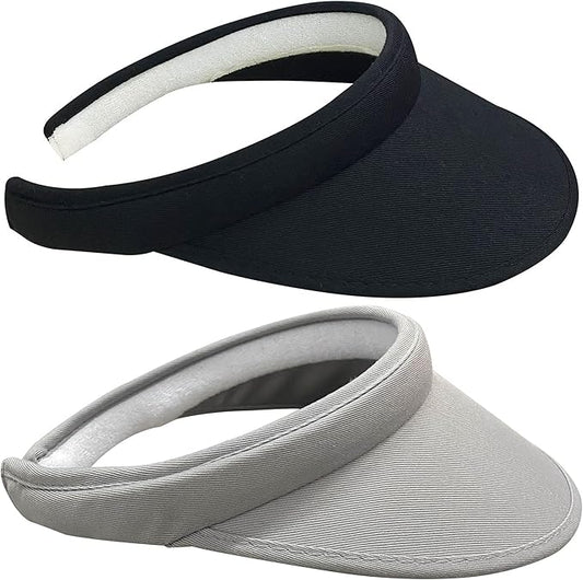 2 Pack Sun Visor Hats Women Men Clip On Wide Brim Visors Hat Outdoor Sports Golf Beach Travel Tennis Caps