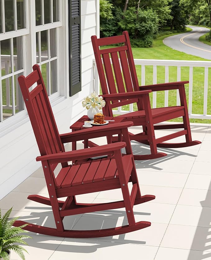 Oversized Outdoor Rocking Chair Set of 4, HDPE Patio Rockers - Image 2