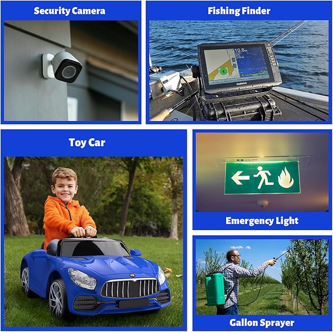 12V 6Ah LiFePO4 Lithium Battery, 6A BMS 76.8W Output Power, 4000+ Deep Cycles & 10 Years Lifetime, Low Self-Discharge, for Fish Finder, Toy Car, Security Camera, Camping, Garage Door Opener, Solar