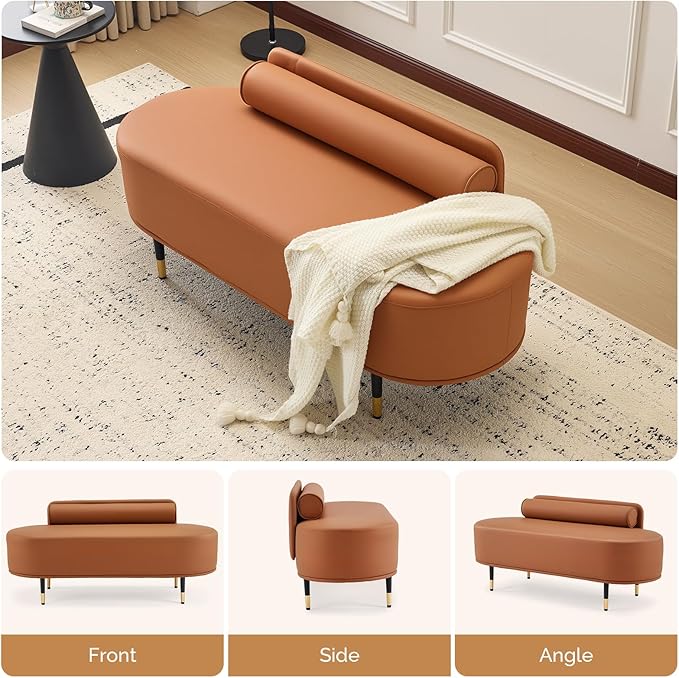 OmySalon Waiting Room Bench with Low Back, 53.5" Office Guest Chair, Faux Leather Upholstered Reception Seating, Lobby Bench for Beauty Salon Barbershop Airport Bank Hall Room Conference