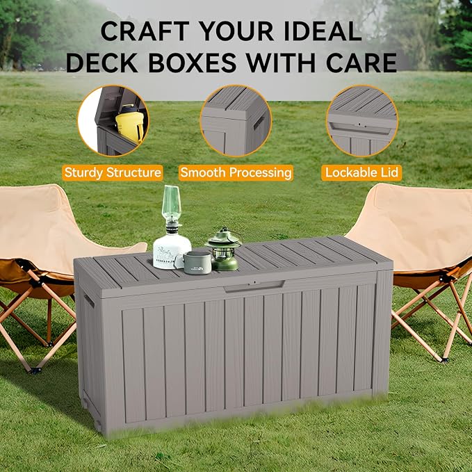 Deck Box, 82 Gallon Resin Indoor and Outdoor Storage Box Waterproof - Image 4