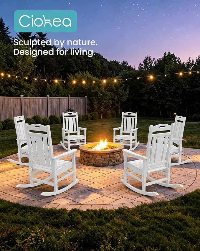Oversized Outdoor Rocking Chairs Set of 6, 380lbs Heavy-Duty Large Patio Rocker - Image 6